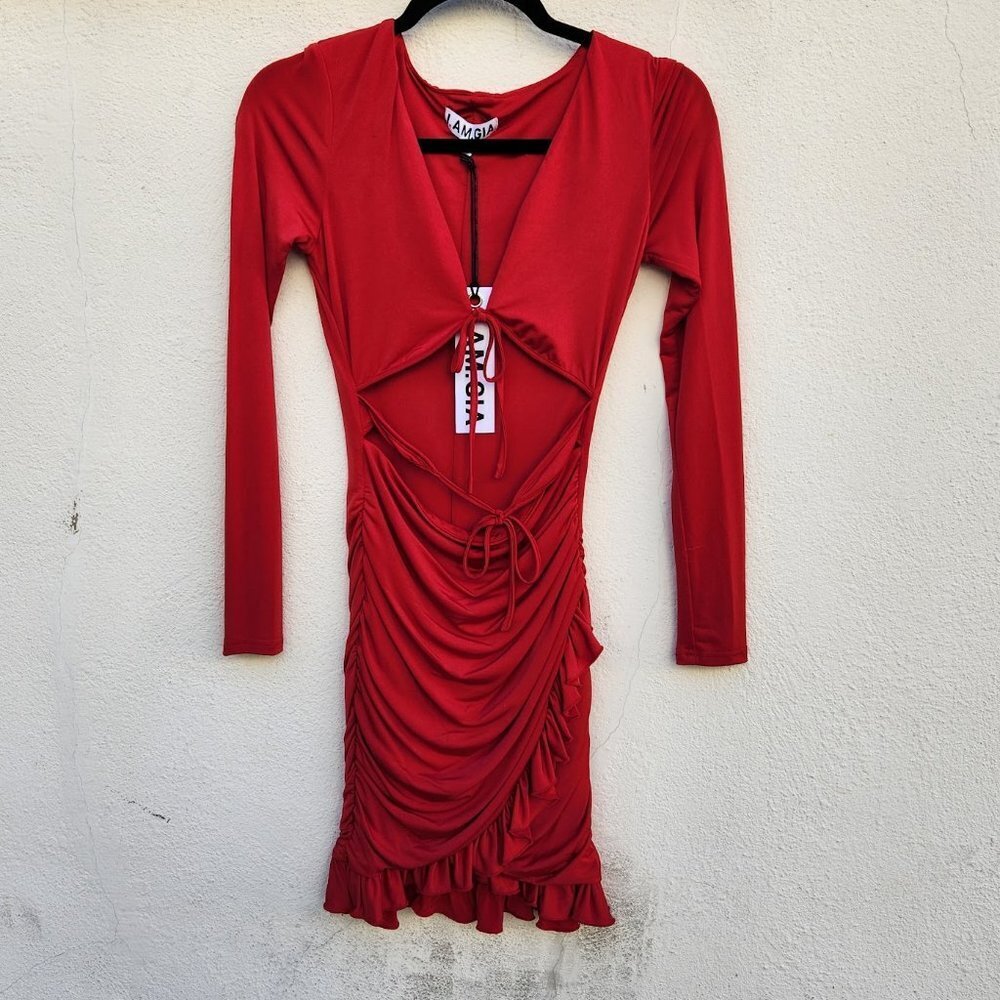 I‎ AM GIA Red Greta LEIA Dress Dress NEW NWT - Picture 3 of 10